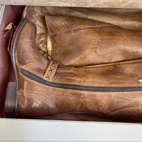 Bed Stu Women’s Glaye Leather Distressed Riding Boots Tan Rustic Size 6 - Picture 4 of 8